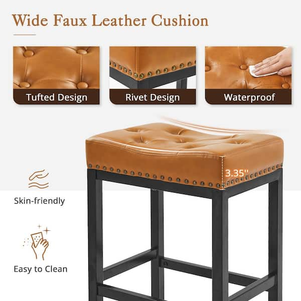 Leather discount bar bench