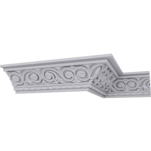 Ekena Millwork SAMPLE - 3-1/4 in. x 12 in. x 2-3/4 in. Polyurethane Floral Crown Moulding