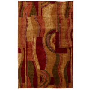 Piscasso Wine 5 ft. x 8 ft. Abstract Area Rug