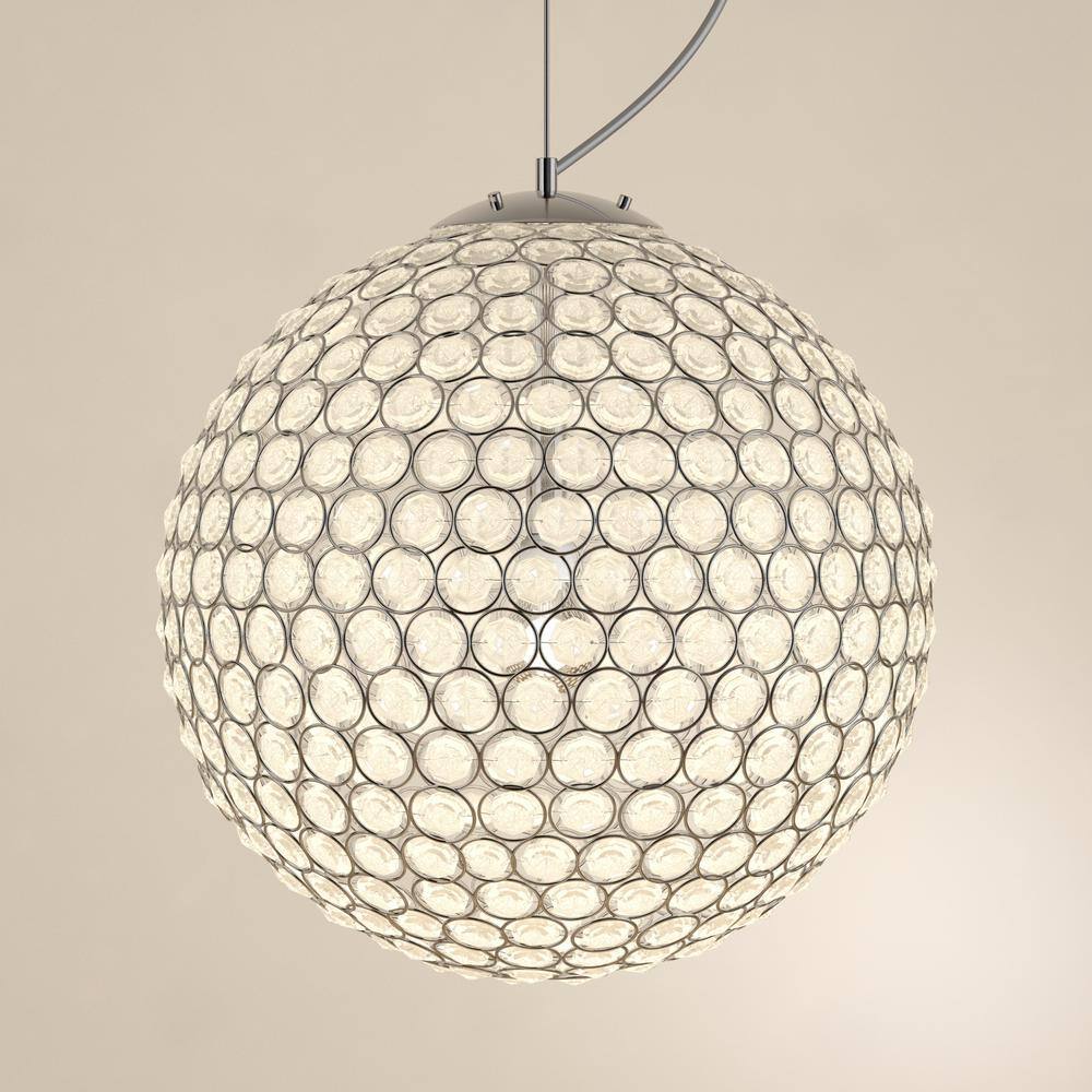 Elegant Chrome Crystal Globe Pendant Light 12" Silver