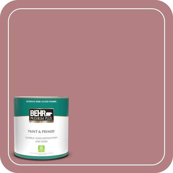 BEHR PREMIUM PLUS 1 qt. #T14-15 Minuet Rose Semi-Gloss Enamel Low Odor Interior Paint & Primer