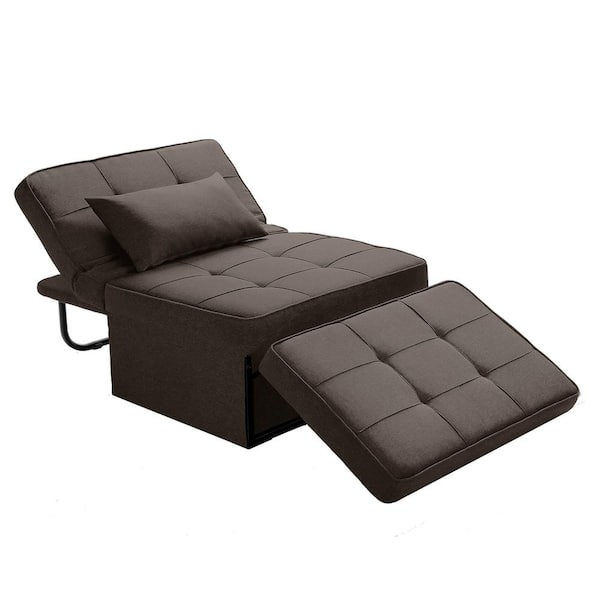 Tatahance 71 in. x 26 in. x 16 in. 6-Level Adjustable Backrest Armless Faric Twin Brown Sofa Bed
