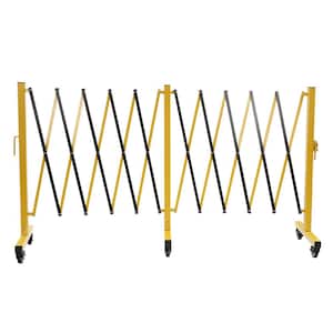137 in. W x 53 in. H Portable Foldable Metal Safety Barrier Fence Traffic Yard Garden Fence with Wheels