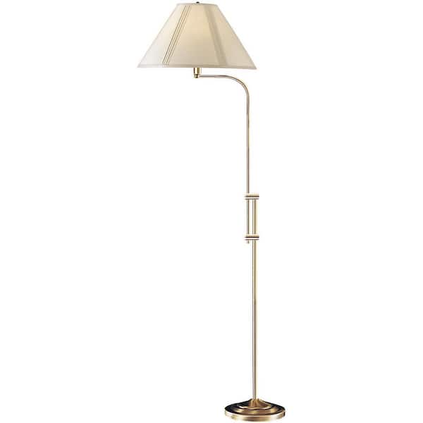 HomeRoots 67.5 in. Bronze 1 Dimmable (Full Range) Standard Floor Lamp for Living Room with Cotton Empire Shade