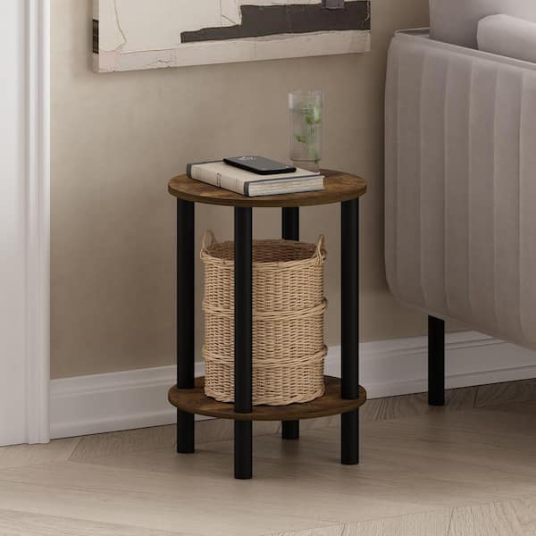 Turn-N-Tube 13.19 in. Amber Oak/BlackRoundWood End Table