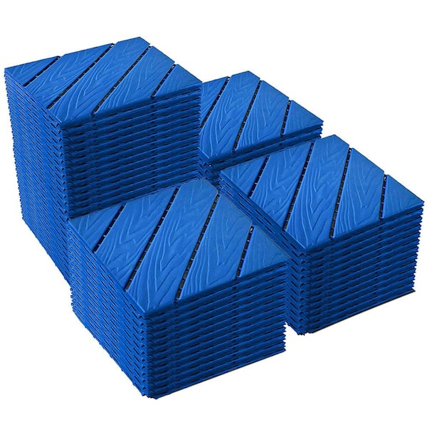 Afoxsos 1 ft. x 1 ft. Blue Plastic Interlocking Tiles Wave Pattern, Waterproof Easy to Attach, All Weather (44-Pack)