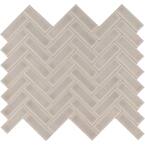 Portico Pearl Herringbone 12.88 in. x 13 in. Glossy Ceramic Stone Look Wall Tile (9.9 sq. ft./Case)
