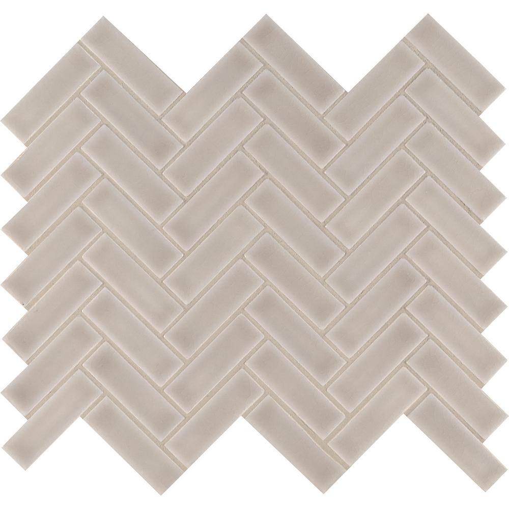 Take Home Tile Sample - Portico Pearl Herringbone 4 in. x 4 in. Glossy Ceramic Mosaic Tile price history on PriceWatchPro