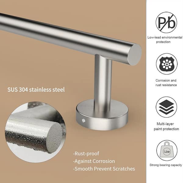 24 in. Wall mount Towel Bar in Stainless Steel Brushed Silver