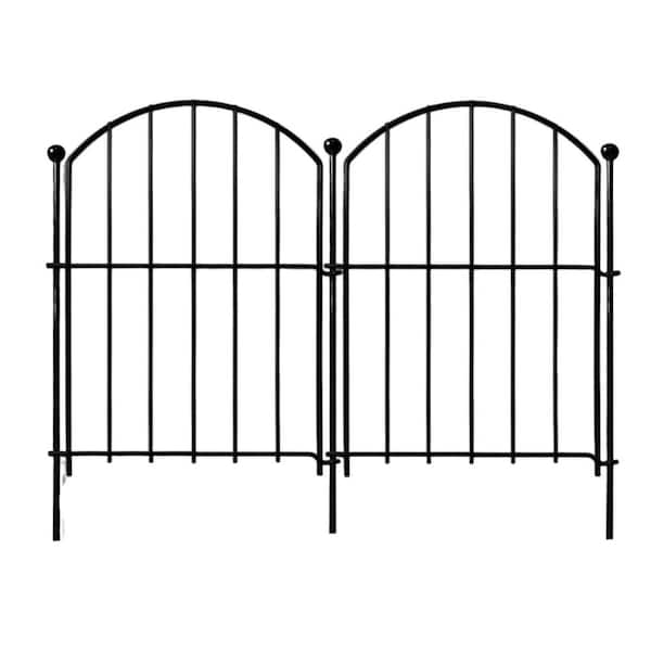 13 in. W x 17 in. H Black Metal No Dig Animal Barrier for Dog Decorative Garden Fence (10-Pack) for Yard Patio Outdoor