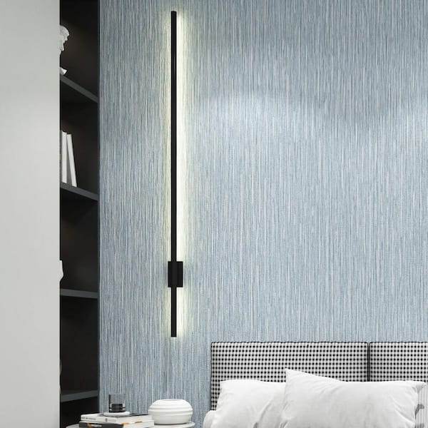 Light Blue Grasscloth Textured Peel and Stick Self-Adhesive Wallpaper Roll