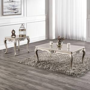 2pc Griffith 53 in. Off White Rectangle Wood Coffee Table And End Table Set