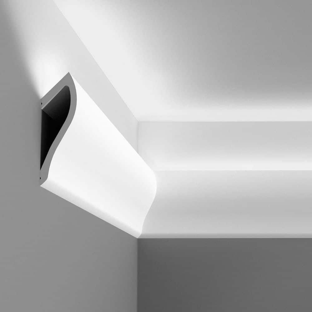 Primed White Polyurethane Crown Moulding for Indirect Lighting