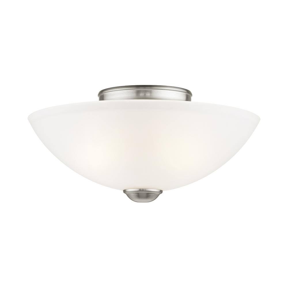 Somerset Brushed Nickel 2-Light Semi Flush Mount with Satin Glass