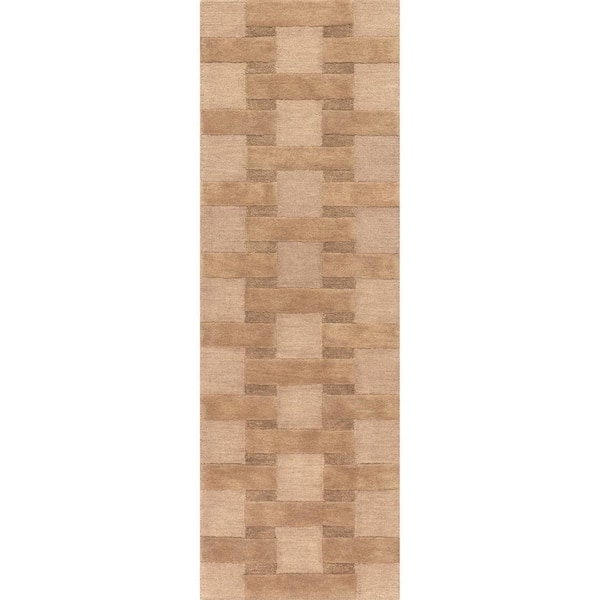 Remy Crosshatch Wool Brown 3 ft. x 8 ft. Indoor/Outdoor Patio Runner Rug