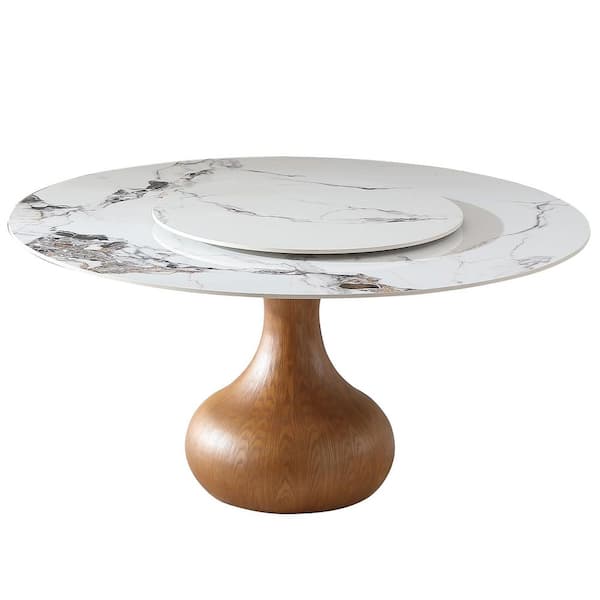 Noble House Azelix Modern 7-Piece Round Faux Marble Top Dining