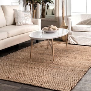 Hailey Farmhouse Solid Jute Natural 10 ft. x 13 ft. Area Rug