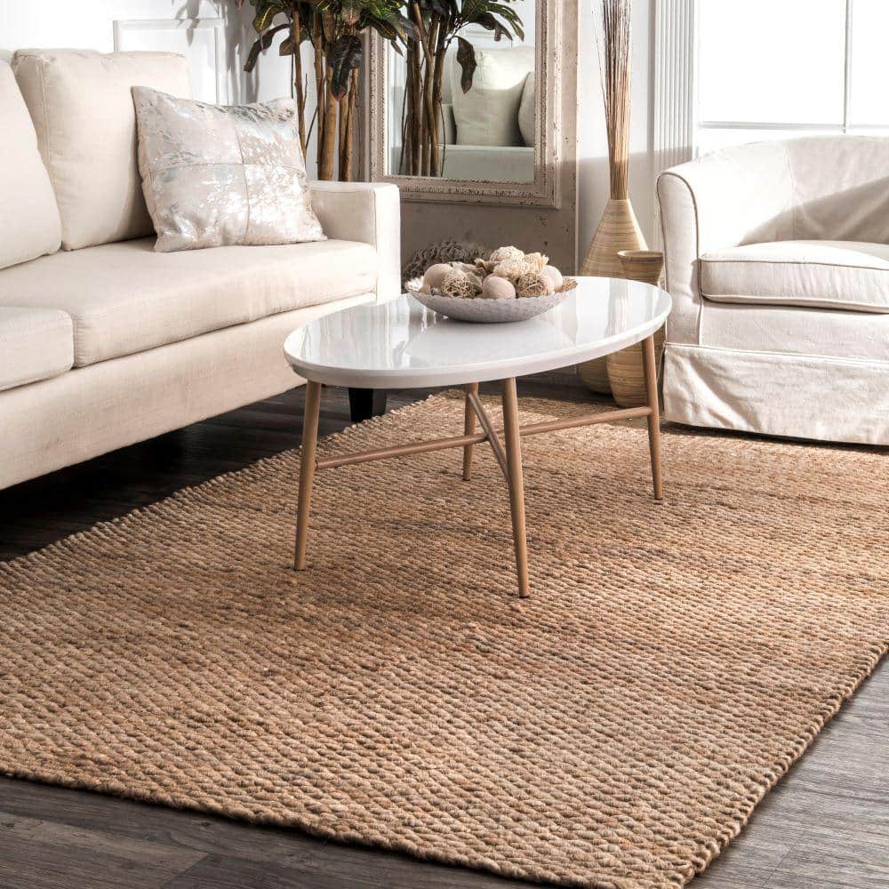 Natural Handmade Reversible Jute Area Rug 6' x 9'