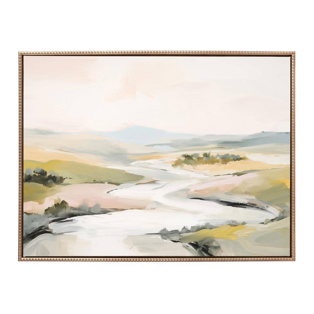 Gold Framed Abstract Landscape Canvas Painting, 31.5" x 41.5"