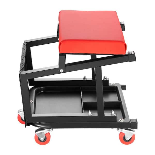 Mechanic Stool, 300 lbs. Capacity Garage Seat/Work Stool with Wheels, 360° Swivel Rolling Workshop Stool with Tool Tray