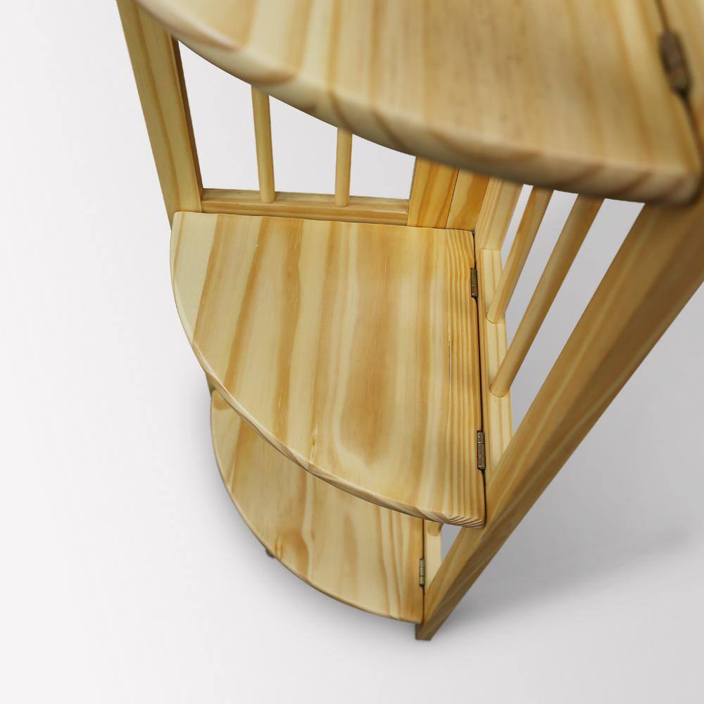 Natural Solid Wood 4-Shelf Corner Folding Bookcase