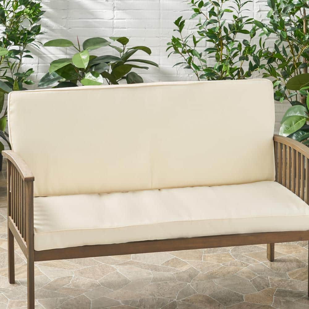 Cream Water-Resistant Fabric Outdoor Loveseat Cushions