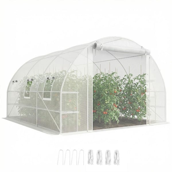 116.5 in. W x 135.8 in. D x 76.8 in. H Galvanized Steel White Greenhouse