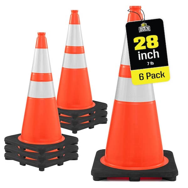 BOEN 18 in. Orange PVC Non-Reflective Traffic Safety Cone (6-Pack