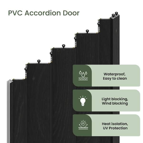 SOCBAZZAR 32 in. x 80 in. Black Finished PVC Interior Folding