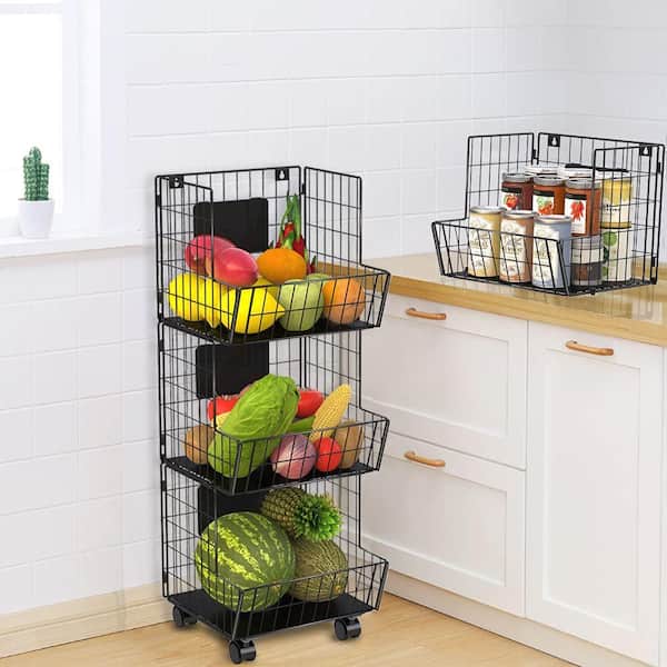 Durable Stackable Storage Basket Hollow Fruit Vegetable Organizer Kitchen  Tool - AliExpress