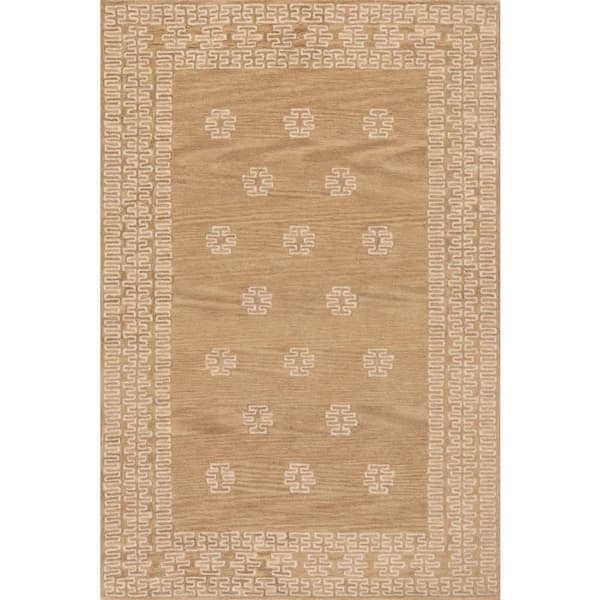 Arizona Southwestern Motif Wool Tan 9 ft. x 12 ft. Indoor Area Rug