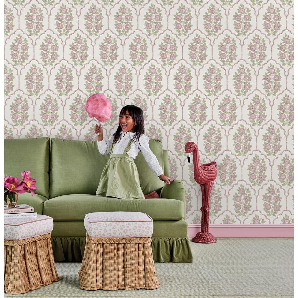 Rose Pink Floral Bazaar Peel and Stick Wallpaper Roll