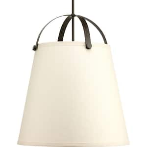 Galley Collection 3-Light Antique Bronze Pendant with Linen Shade