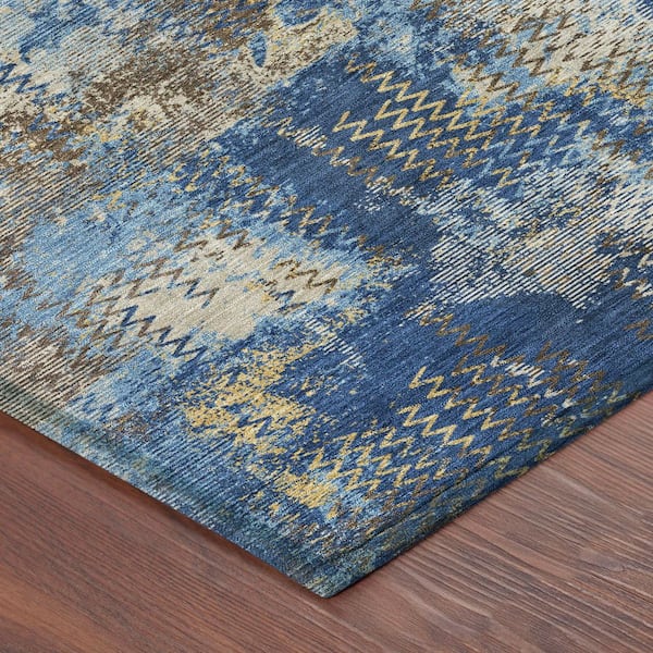 Chantille Machine Washable Indoor/Outdoor Abstract ACN2790 Navy 3 ft. x 5 ft. Area Rug