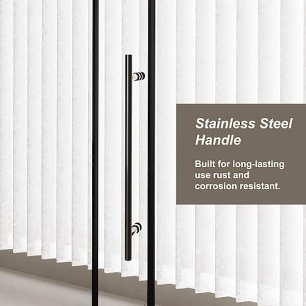 60. in W x 72. in H Frameless Shower Door Single Sliding 1/4 in Clear Tempered Door with Stainless Steel Handle Black