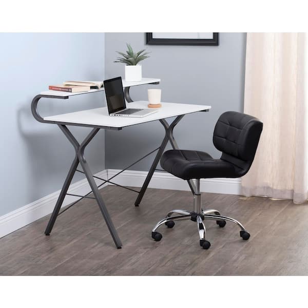Calico Designs Modern Black Crest Armless Office MDF Chair Swivel Task Chair Desk Chair Computer Chair in Black