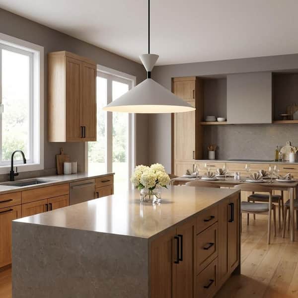 Bodhi 30 in. W x 17.25 in. H 1-Light Midnight Black Integrated LED Pendant Light with Metal Shade