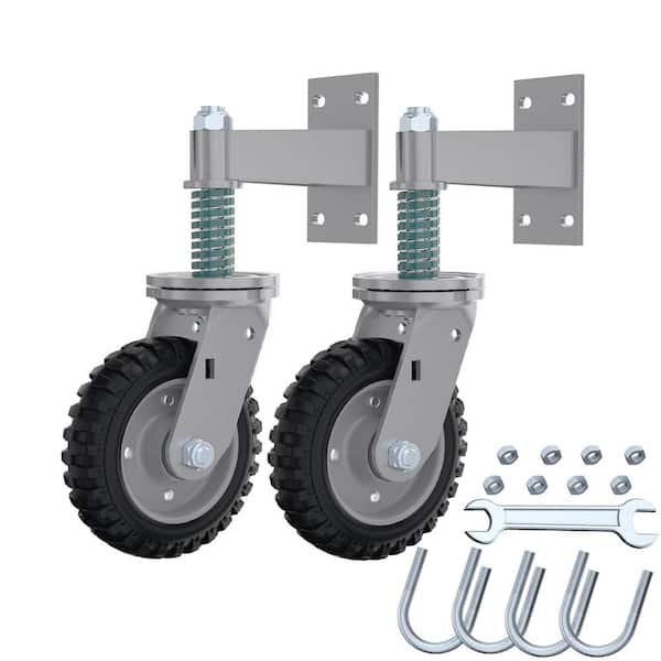 Angel Sar 6 in. Heavy Duty 500 lb. Capacity Gate Wheel with Screws and Wrenches for Metal Tube Gate Wooden Gate, Gray (2-Pack)