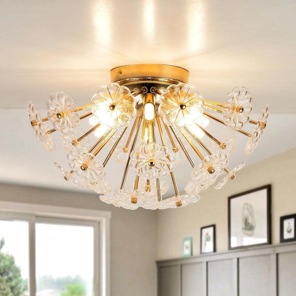 GMGSROM 20 in. 6-Light Modern Metal Flower Flush Mount Ceiling