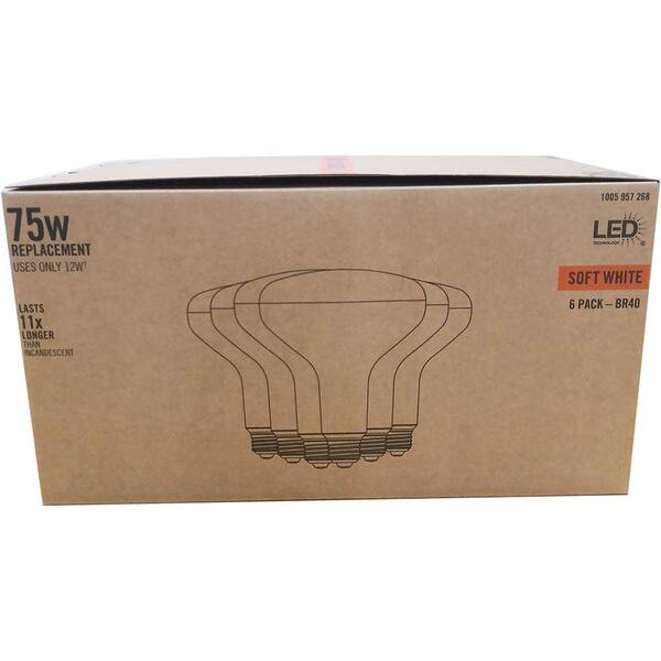 75 Watt Equivalent BR40 Dimmable LED Light Bulb Soft White 6 Pack