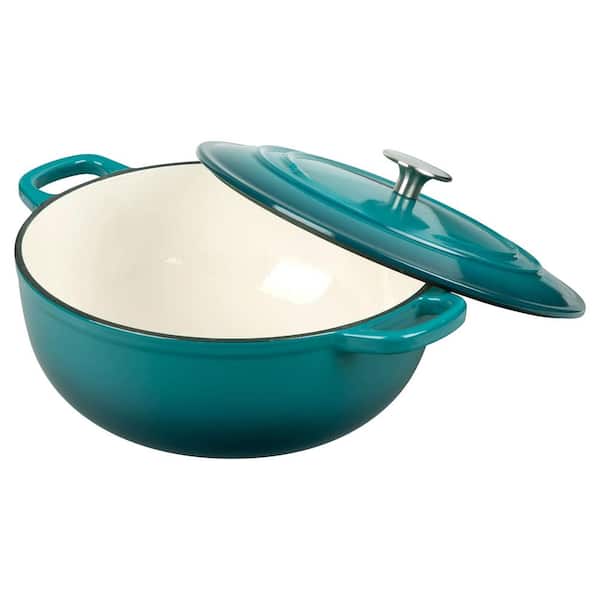 3.5 qt. Round Cast Iron Dutch Oven in Indigo with Lid, Enamel Coating, Self-Basting for All Cooktops