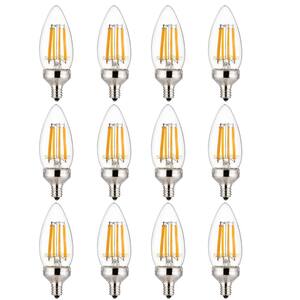 75-Watt Equivalent B11 Dimmable 90 CRI Candelabra E12 Base Vintage Edison LED Light Bulb in Bright White 3000K (12-Pack)
