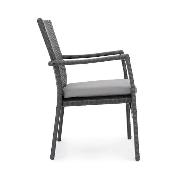 Davenport Sandblast Dark Grey 7-Piece Wood and Grey Faux Rattan Outdoor Patio Dining Set