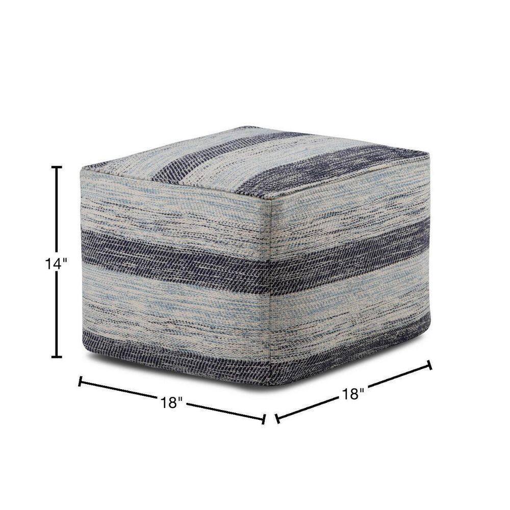 Patterned Blue Melange Cotton Square Pouf
