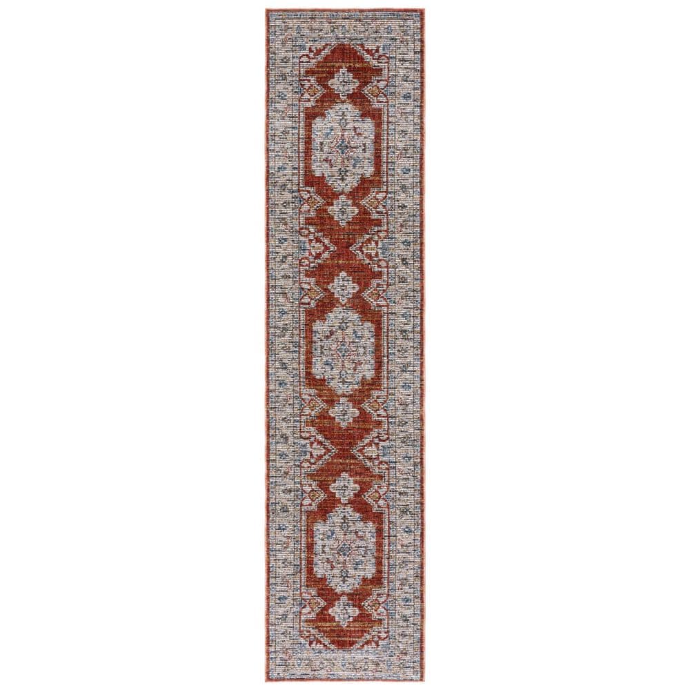 SAFAVIEH Sierra 2 ft. x 9 ft. Ivory/Rust Ornate Border Runner Rug ...