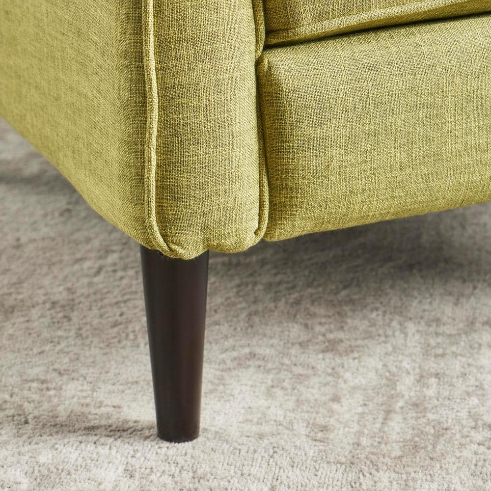 Handcrafted Beige Microfiber Wood Recliner with Tufted Back