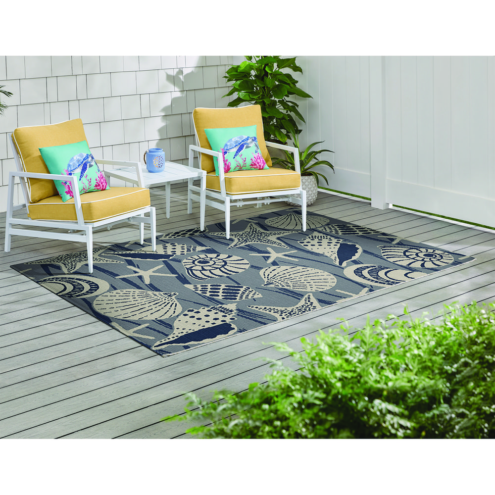 Seashells 8 ft. x 10 ft. Navy/Ivory Indoor/Outdoor Area Rug