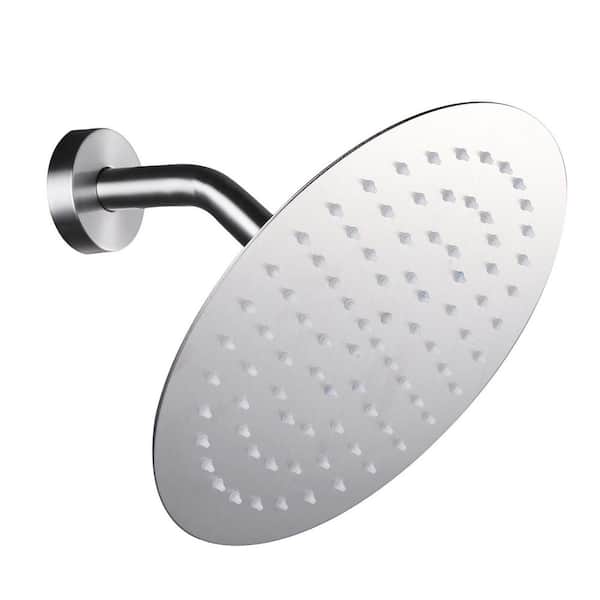 ALEASHA 1-Spray Pattern with 1.75 GPM 12 in. Wall Mount Rain Fixed Shower Head in Brushed Nickel