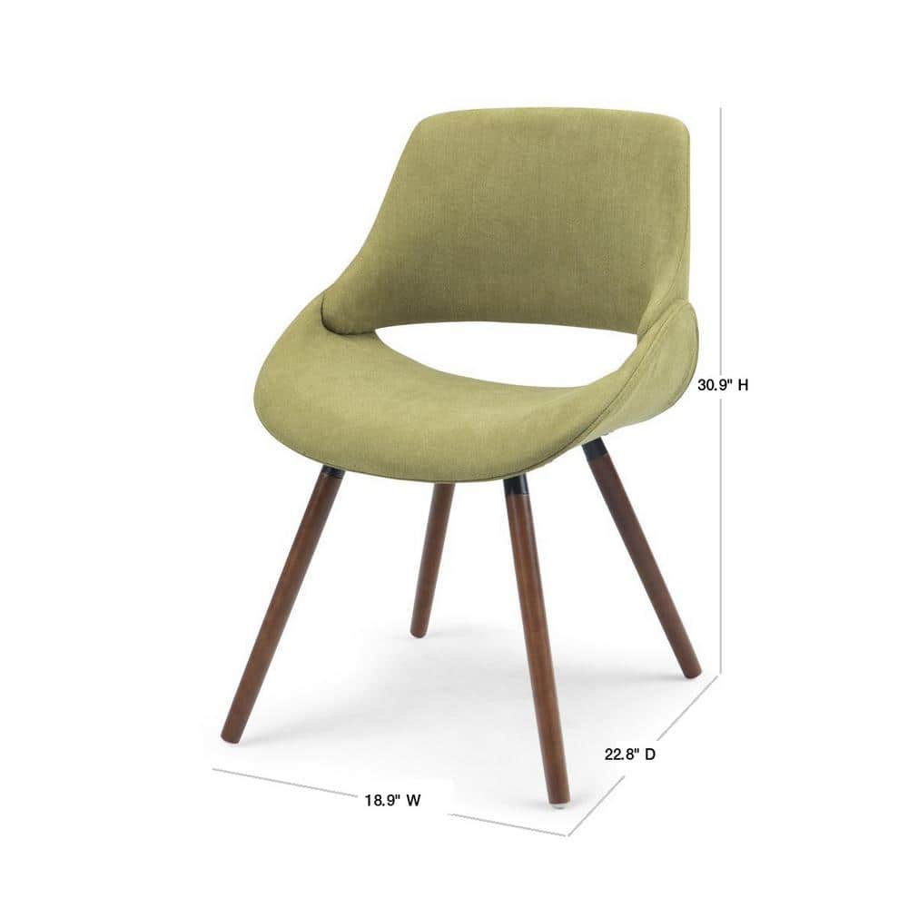 Simpli Home Malden Parsons Side Chair in Acid Green with Wood Base