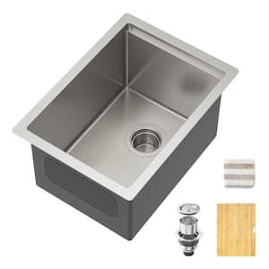 14 in. Workstation Undermount Single Bowl 16 Gauge Stainless Steel Kitchen Sink with Accessories